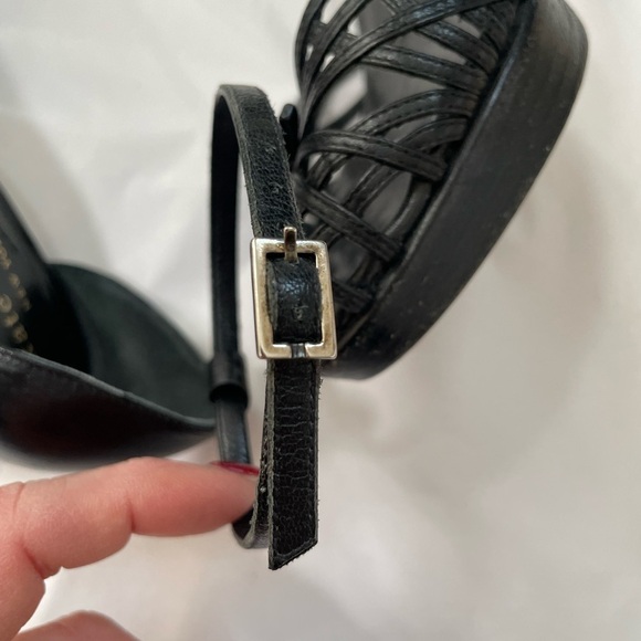 KATE SPADE Women’s Sz 6.5 black Leather Strappy Cage High Heels Sandals 70’s - Picture 14 of 15